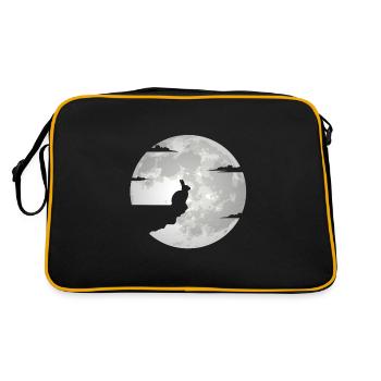 Hase Mond Karnickel Hasen Häschen Osterhasen - Retro Tasche - Schwarz/Gold - Hinten