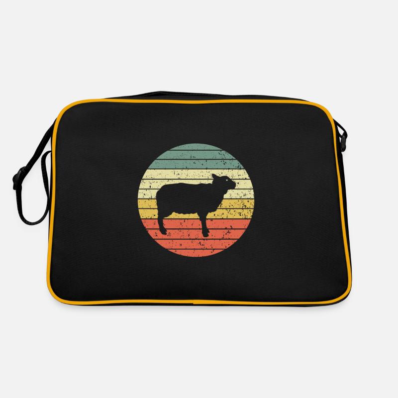 Schaf Schafe Geschenk Vintage Schafmotiv Schäfer - Retro Tasche - Schwarz/Gold