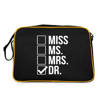 Frau Dr. Doktorat - Retro Tasche - Schwarz/Gold - Hinten