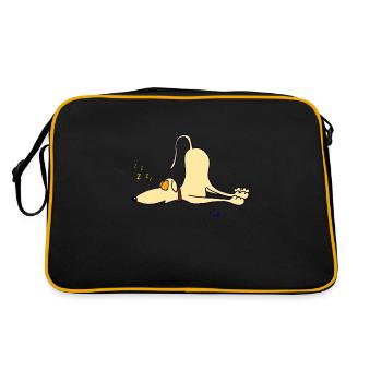 Windhund - nur schlafen - Retro Tasche - Schwarz/Gold - Hinten