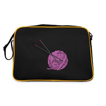 Pinkes Strickgarn - Retro Tasche - Schwarz/Gold - Hinten