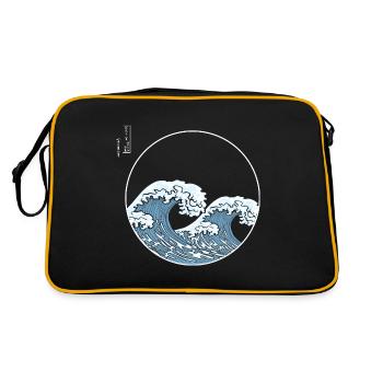 Kanagawa Grande Vague Japon Art japonais Kanji - Sac Retro - noir/or - Dos