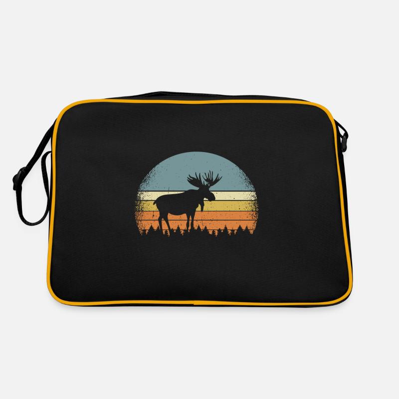 Elch Elche Elchkuh Geweih Geschenkidee - Retro Tasche - Schwarz/Gold