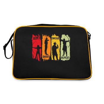 Aim Shoot Swear Repeat Archery Quote - Retro Bag - black/gold - Back