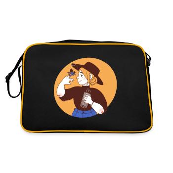 Modern witch with cyan blue Venezuela tarantula - Retro Bag - black/gold - Back