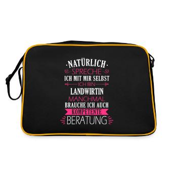 Landwirt Bauer Bauernhof Landwirtin Beruf Spruch - Retro Tasche - Schwarz/Gold - Hinten