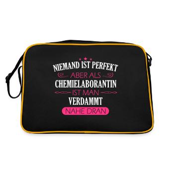 Chemielaborantin Chemikerin Chemie Beruf Spruch - Retro Tasche - Schwarz/Gold - Hinten