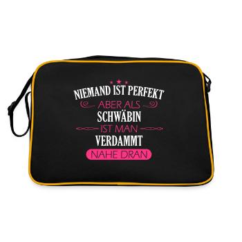 Schwaben Schwabe Schwaben Oberschwaben - Retro Tasche - Schwarz/Gold - Hinten