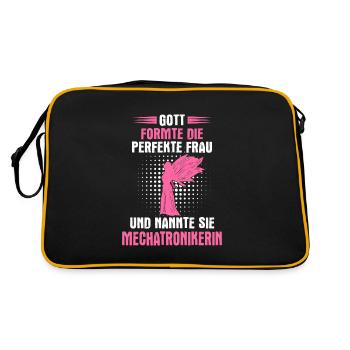 Mechatroniker Mechatronik Reparieren Beruf Spruch - Retro Tasche - Schwarz/Gold - Hinten