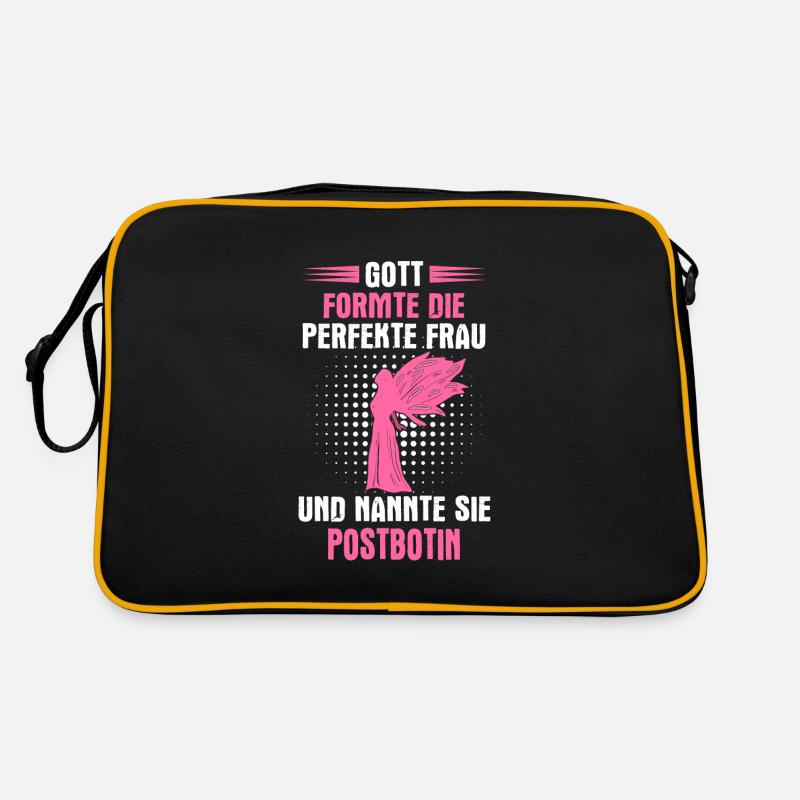 Postbotin Briefträgerin Post Paketdienst Spruch - Retro Tasche - Schwarz/Gold