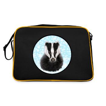 Badger/Dachs im Schnee - Retro Tasche - Schwarz/Gold - Hinten