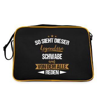 Schwaben Schwabe Schwaben Oberschwaben - Retro Tasche - Schwarz/Gold - Hinten