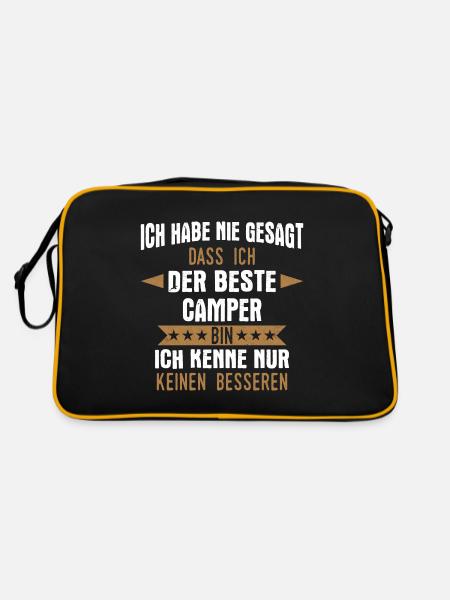 Camping Wohnwagen Camper Wohnmobil Campen - Retro Tasche - Schwarz/Gold - Hinten