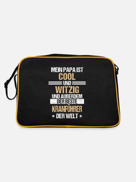 Kranführer Kran Baustelle Kranfahrer Spruch - Retro Tasche - Schwarz/Gold - Hinten