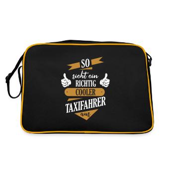 Taxifahrer Taxi Chauffeur Spruch - Retro Tasche - Schwarz/Gold - Hinten