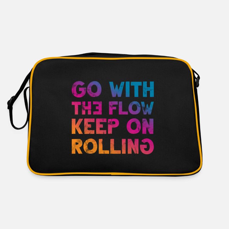 Go with the Flow keep on Rolling Cooler saying Retro Bag