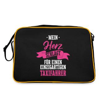 Taxifahrer Taxi Chauffeur Spruch - Retro Tasche - Schwarz/Gold - Hinten