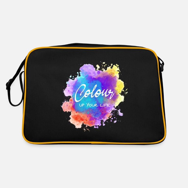 Aquarell Fleck Farbe | Spruch - Retro Tasche - Schwarz/Gold