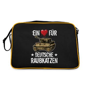 Panzer Tiger Kampfpanzer Weltkrieg Spruch - Retro Tasche - Schwarz/Gold - Hinten