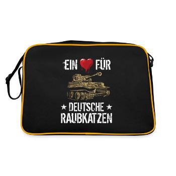 Panzer Tiger Kampfpanzer Weltkrieg Spruch - Retro Tasche - Schwarz/Gold - Hinten