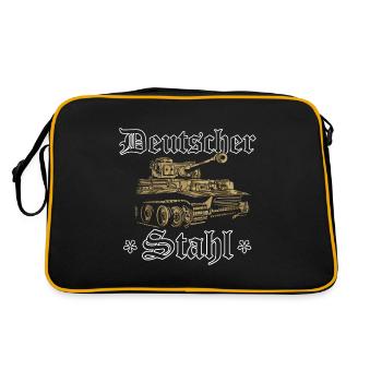 Panzer Tiger Kampfpanzer Weltkrieg Spruch - Retro Tasche - Schwarz/Gold - Hinten