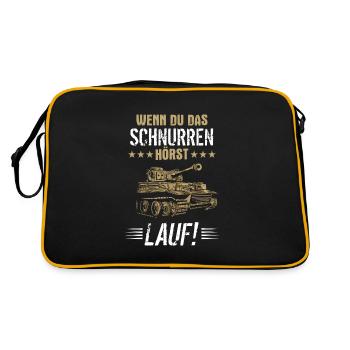 Panzer Tiger Kampfpanzer Weltkrieg Spruch - Retro Tasche - Schwarz/Gold - Hinten
