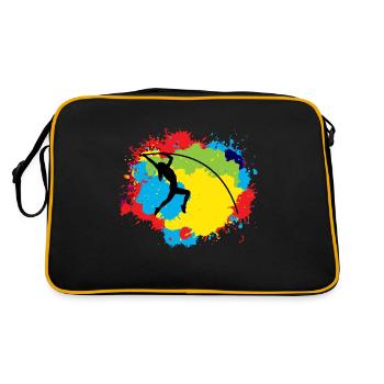 Stabhochsprung Voltigieren Springen Hochsprung Bunt - Retro Tasche - Schwarz/Gold - Hinten