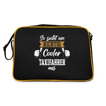 Taxifahrer Taxi Chauffeur Spruch - Retro Tasche - Schwarz/Gold - Hinten