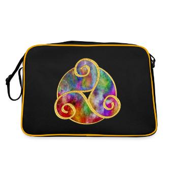 Triskele - Celtic Symbol Art 2 - Retro Bag - black/gold - Back