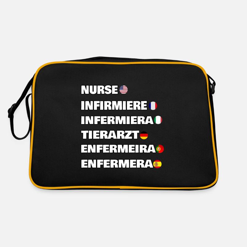 Nurse in 6 different languages - Retro Bag - black/gold