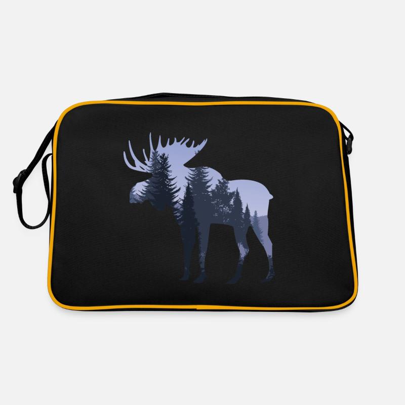Suède Orignal dans la forêt - Sac Retro - noir/or