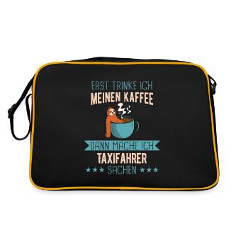 Taxifahrer Taxi Chauffeur Spruch - Retro Tasche - Schwarz/Gold - Hinten