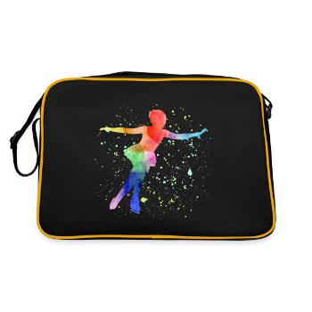 Eiskunstlauf Eiskunstlauf Schlittschuh Schlittschuh Tanz Wintersport - Retro Tasche - Schwarz/Gold - Hinten