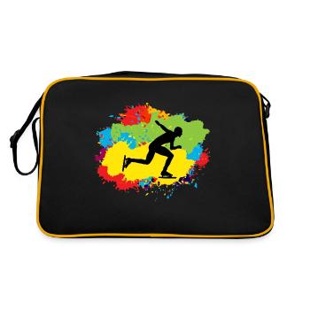 Speed Skating Ice Skater Skate Watercolour - Retro Bag - black/gold - Back