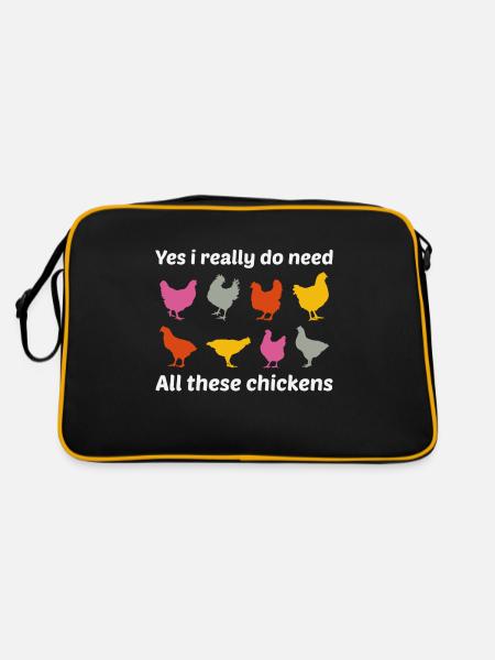 Chicken Lover Poultry Farmer Farming Farm Funny - Retro Bag - black/gold - Back
