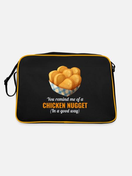Chicken Nuggets Fast Food Lustiger Spruch - Retro Tasche - Schwarz/Gold - Hinten