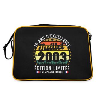 19 Ans Anniversaire Vintage Né en juillet 2003 - Sac Retro - noir/or - Dos