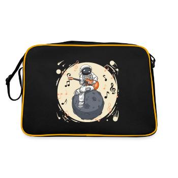 Astronaut with Guitar Musician Gift Idea - Retro Bag - black/gold - Back