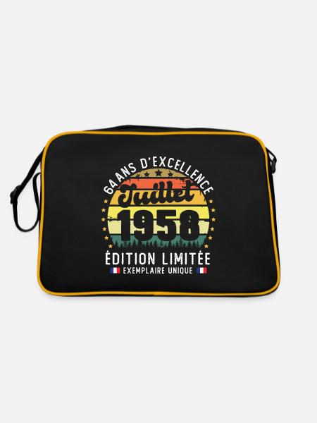 64 Ans Anniversaire Vintage Né en juillet 1958 - Sac Retro - noir/or - Dos
