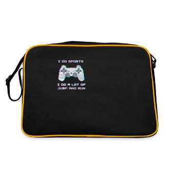 Lustiger Gaming Spruch Gamer Jump and Run Sport - Retro Tasche - Schwarz/Gold - Hinten