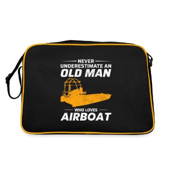 Airboat Fanboat Airboating Papa Opa Vatertag - Retro Tasche - Schwarz/Gold - Hinten