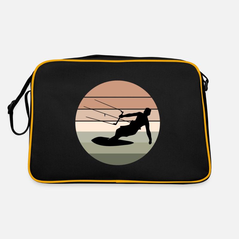 Kiteboarding Kiteboarder Kitesurfen Kitesurfen - Retro Tasche - Schwarz/Gold