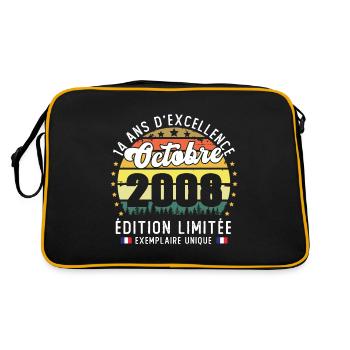 14 Ans Anniversaire Vintage Né en Septembre 2008 - Sac Retro - noir/or - Dos