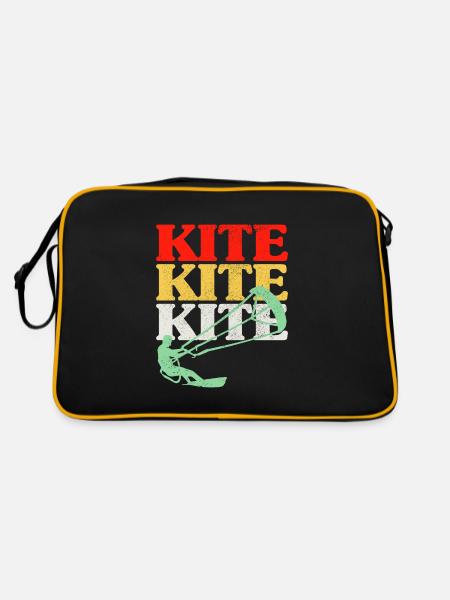 Retro Kitesurfen Kitesurfen Kiteboarding - Retro Tasche - Schwarz/Gold - Hinten