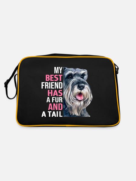 Miniature Schnauzer Best friend has fur and tail - Retro Bag - black/gold - Back