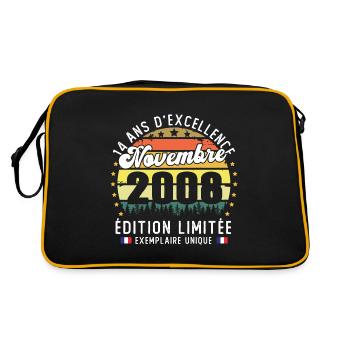 14 Ans Anniversaire Vintage Né en Novembre 2008 - Sac Retro - noir/or - Dos