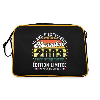 19 Ans Anniversaire Vintage Né en Novembre 2003 - Sac Retro - noir/or - Dos