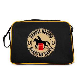 Barrel Racer Horse Riding Racing Rodeo Funny - Retro Bag - black/gold - Back