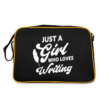 Just A Girl Who Loves Writing Funny Author Writer - Retro Tasche - Schwarz/Gold - Hinten