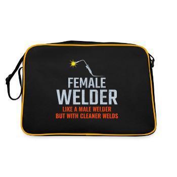Female Welder Welding Factory Workshop Ironworker - Retro Bag - black/gold - Back